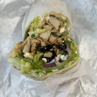Grilled chicken Mediterranean wrap