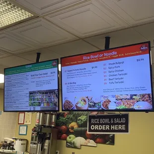 Rice bowl and salad menus