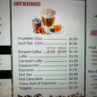 New drink prices
