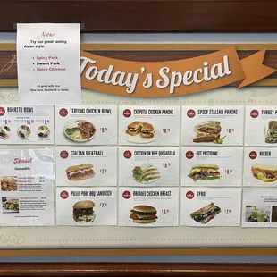 the menu for today's special