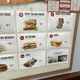 a menu for a special sandwich