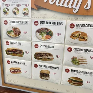 the menu for today's burgers