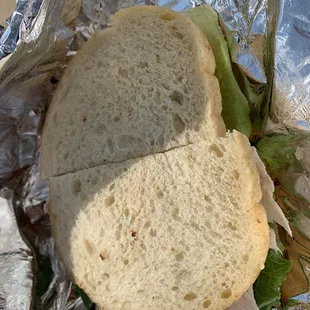 Turkey Sandwich on Sourdough(Real carved Turkey just like on Thanksgiving for not more money than the mystery meat places)