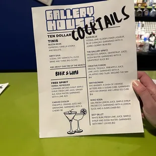 Cocktail menu 11/4/24