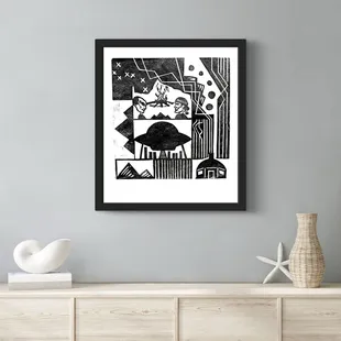 James Duhon linocut, contemporary art, New Mexico