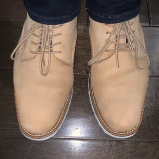 Like new! These were pretty dirty and stained blue where my jeans rest. Amazing work.