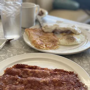 two plates of food on a table