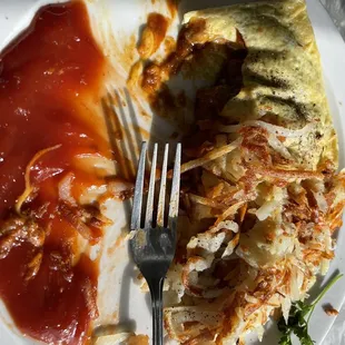 Better late than never, the chili cheese omelette with hashbrowns was awesome