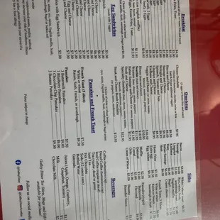 menu