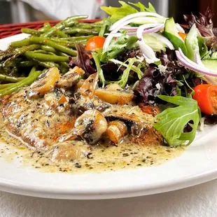 Blackened Chicken with creamy mushroom sauce