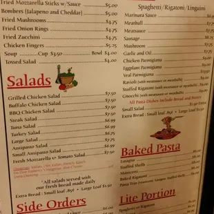 the menu