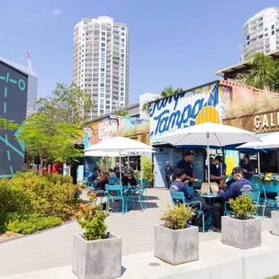 the outdoor seating area