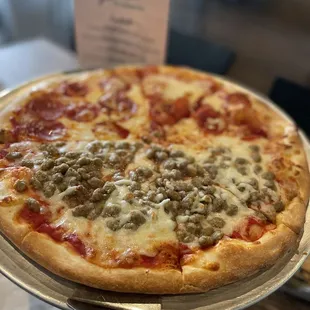 a cheese and pepperoni pizza