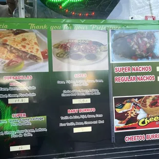 menu
