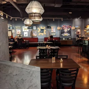 a restaurant with tables and chairs