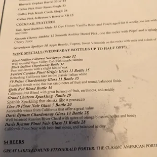 Half off wine list. Prices are the half off current price.