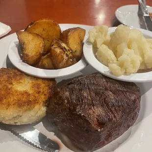 Steak and crab cake