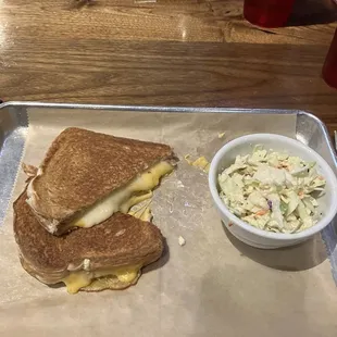 Grilled cheese with apple coleslaw.