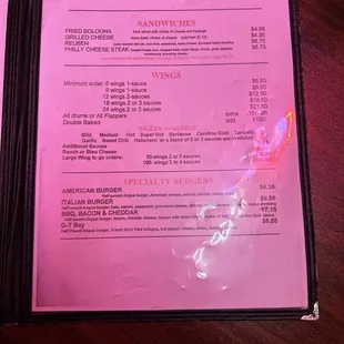 menu