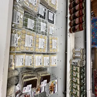 shelves of food