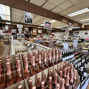 bottles of wine in a grocery store