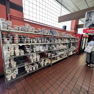 shelves of food