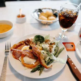 Salad, soup and bread