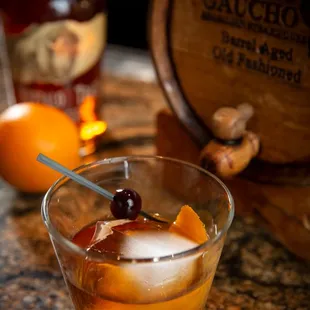 The Carajillo. Made with Licor 43, served over ice, and topped with a shot of espresso.