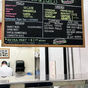 Sandwich menu