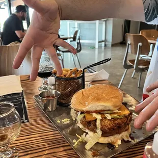 Hot honey fried chicken sandwich!  Yummmmmm