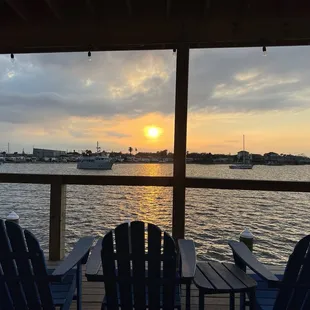 My view as the sun set. I count 15 chairs out here (and a spacious setup inside). Plenty of room to enjoy either with some folks or alone.