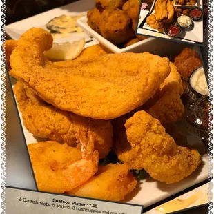 Catfish platter ($18) huge plate with plenty of food.