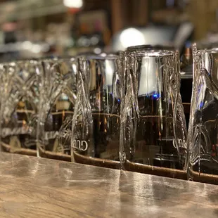 a row of glasses