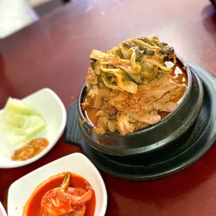 various dishes of food on a table
