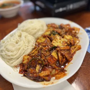 Fried squid stir fry