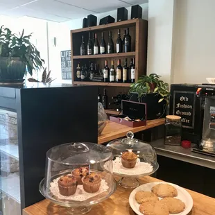 a counter with a variety of pastries