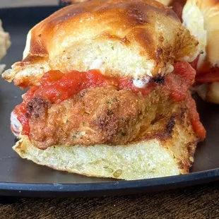 a meatball sandwich on a plate