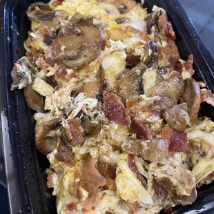 Bacon egg and Egg, Cheese &amp; Bacon Scramble Bowl (I added mushrooms)