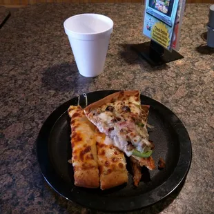 First plate of pizza. Not many choices.