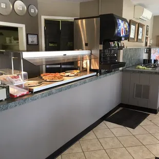 Pizza and salad bars.