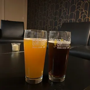 two glasses of beer