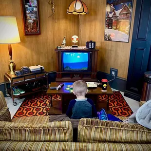 Gambit's Toy Box 80's Living Room section where you can play Nintendo classics!