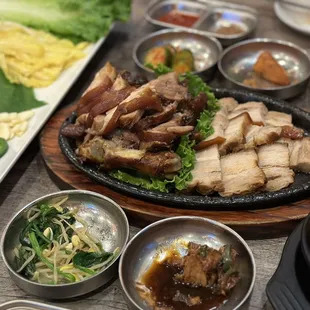 various dishes of food on a table