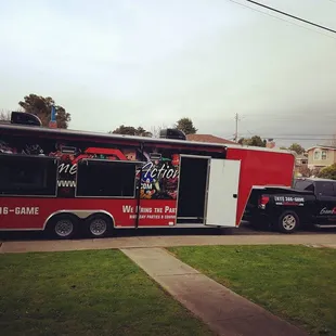 Perfect fit for our 50ft lot! The bus didn't block too much of the street. Cars were able to drive pass easily