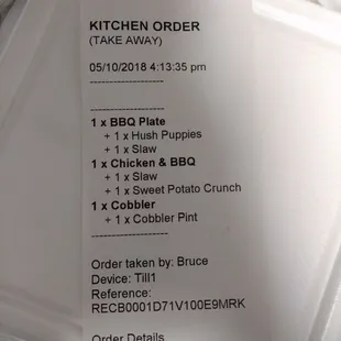 Receipt about 23 dollars all together