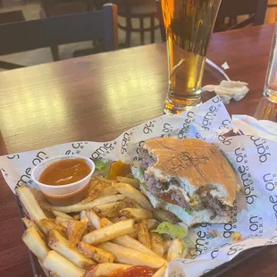 Mushroom and Swiss burger.  Loaded Mushroom and Swiss Burger. It was very good, I held off on gamer sauce. Over all very nice place.