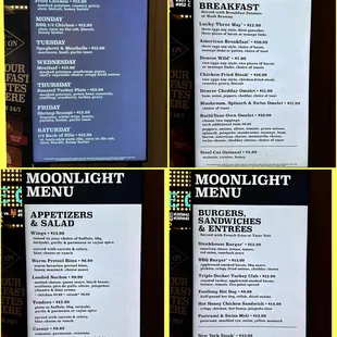 Menu - Daily Specials and Moonlight Menu