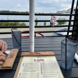 Menu and river view