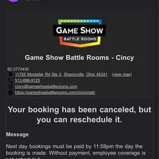 Cancelation the morning of! Ridiculous