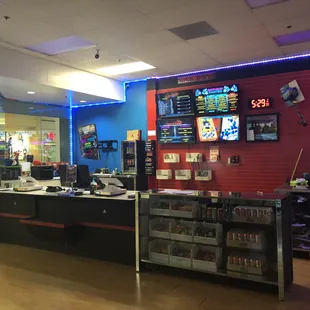 Front desk and snack selection.